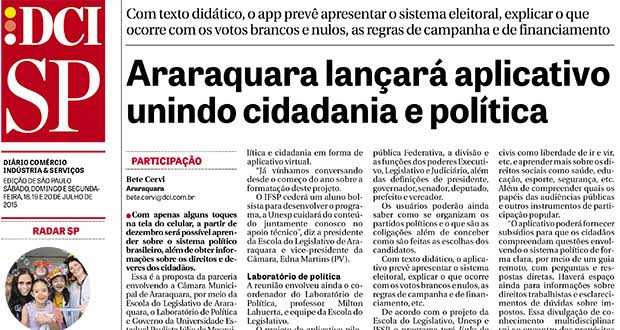 DCI destaca projeto da Escola do Legislativo  da Câmara de Araraquara